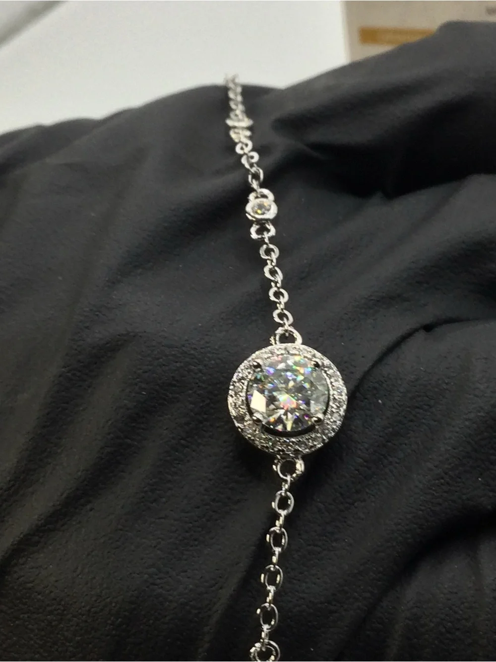 Moissanite Halo Bracelet in Silver